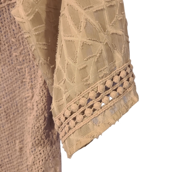 Buckle Red by BKE Boho Lace High Low Top Beige Nude Crochet Festival Large - Picture 10 of 16